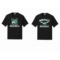 Montville Mustangs Baseball Black Performance Tee